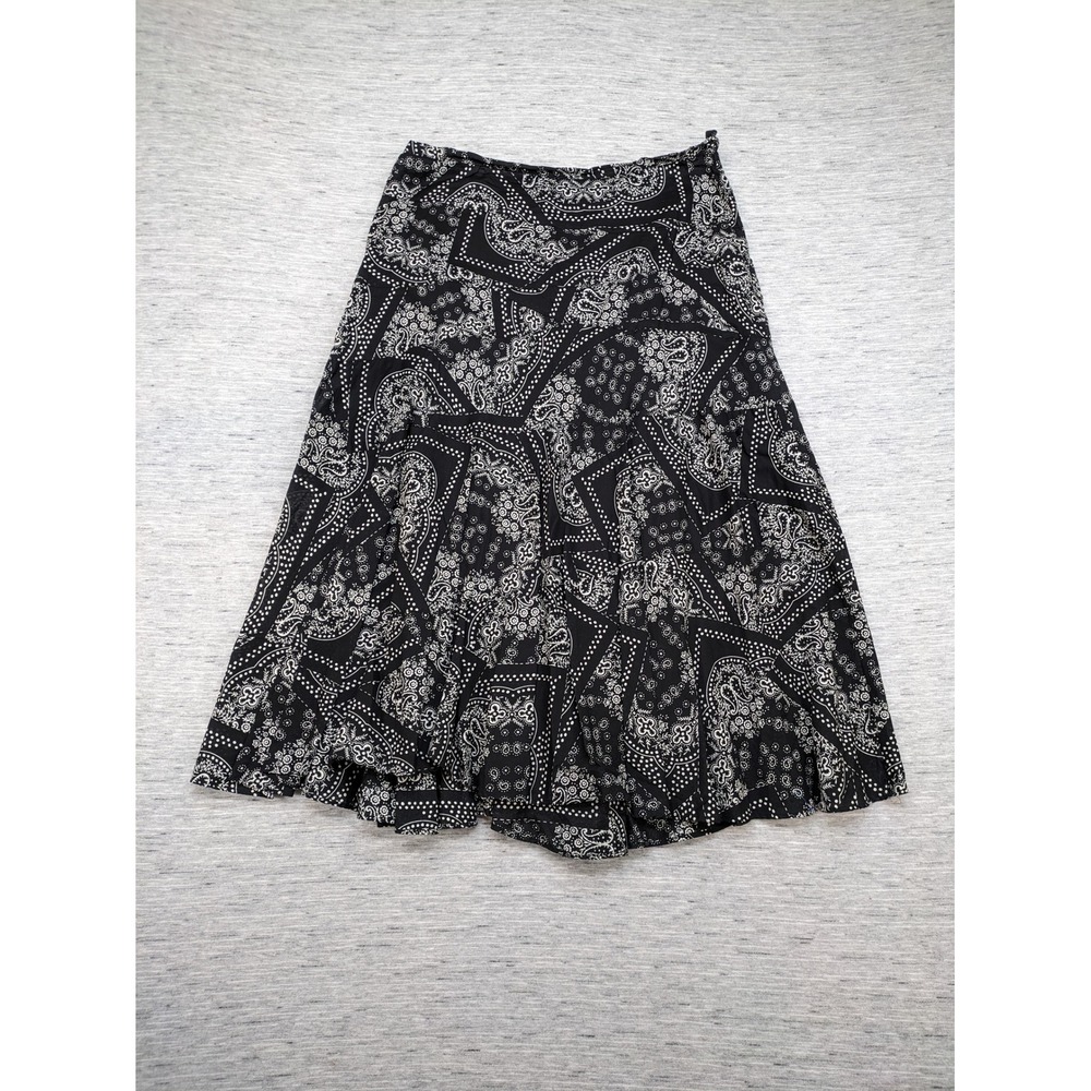 Lauren‎ Ralph Lauren Paisley Print Skirt A-Line Midi Casual Black Size 16 Artsy